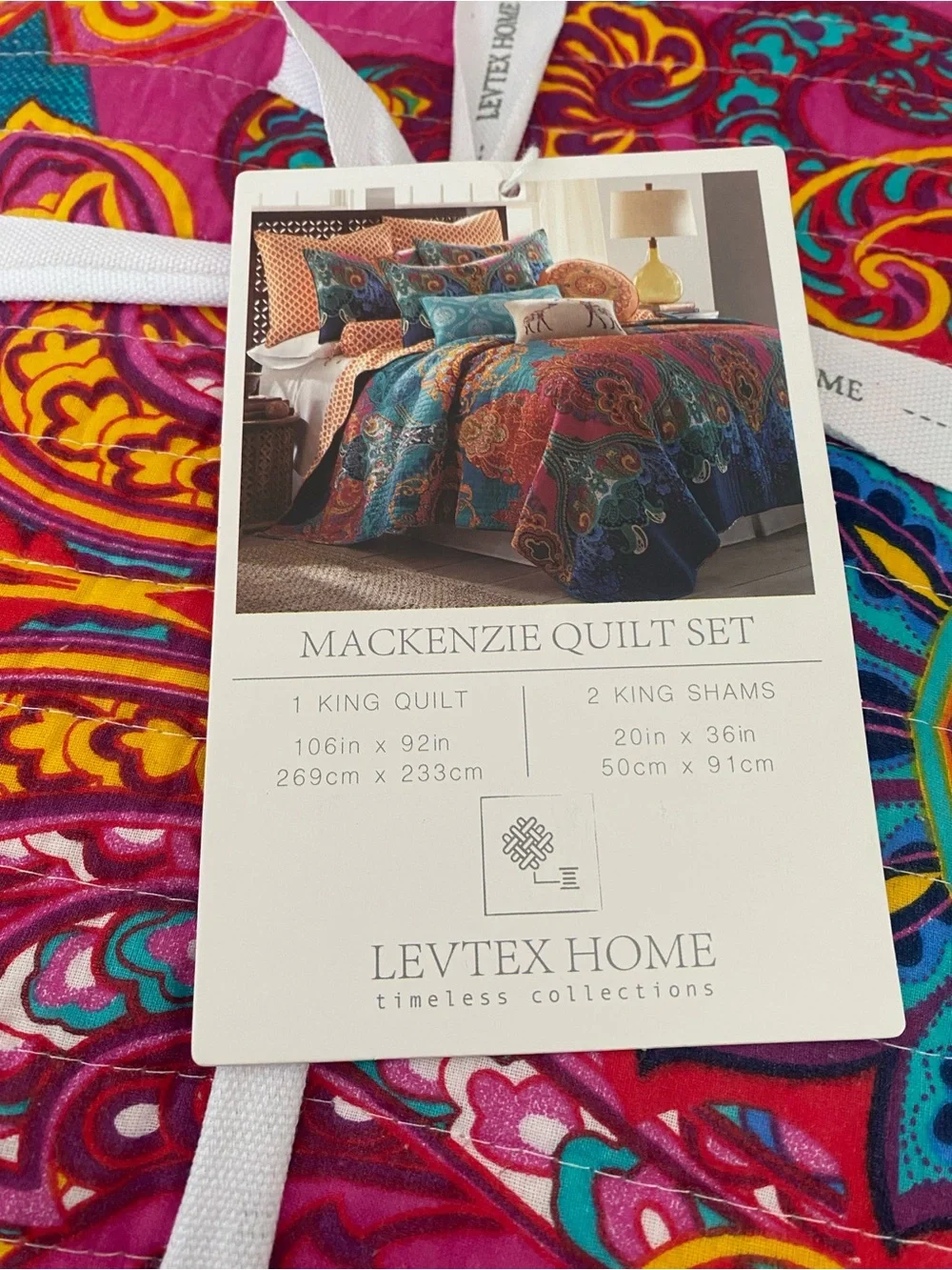 Levtex Home Mackenzie Quilt and Pillow Sham Set - 3 piece KING 106x92 in